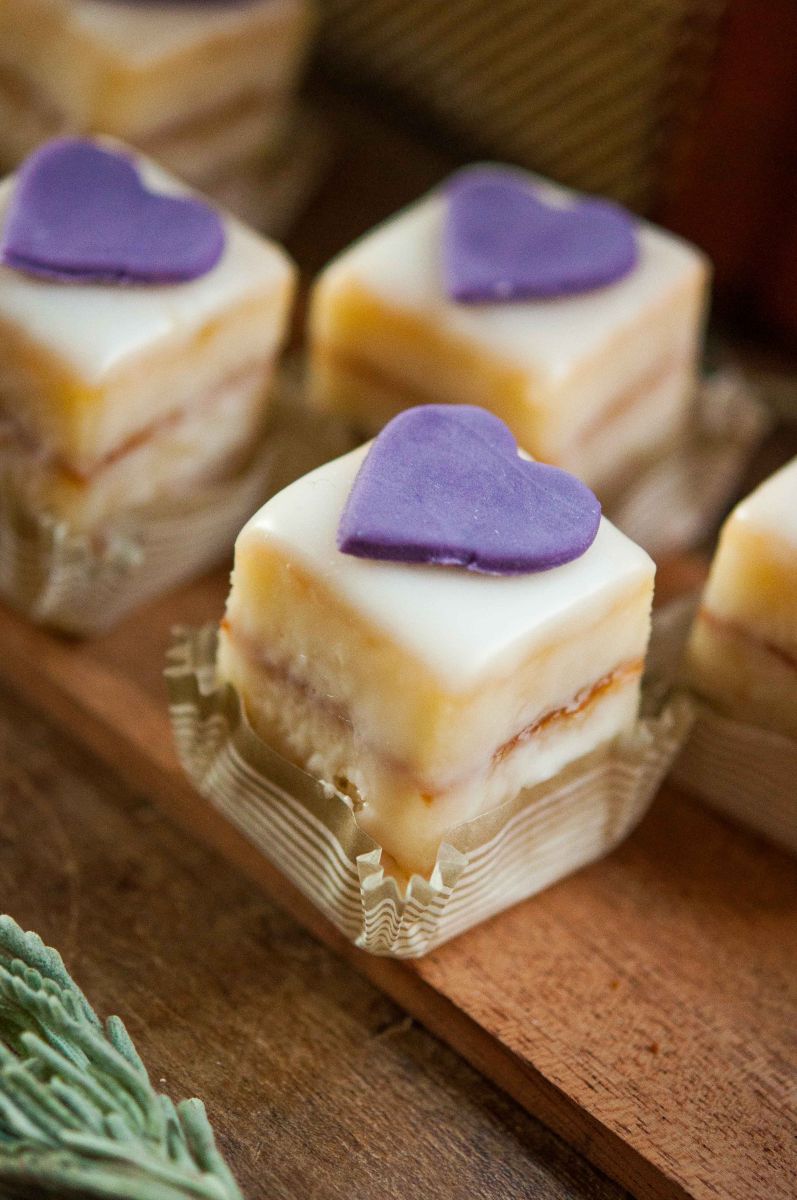 Heart Topped Petit Fours Glacé at Nichole's Fine Pastry, Fargo, ND