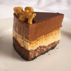 Chocolate Peanut Butter Crunch Mousse Cake