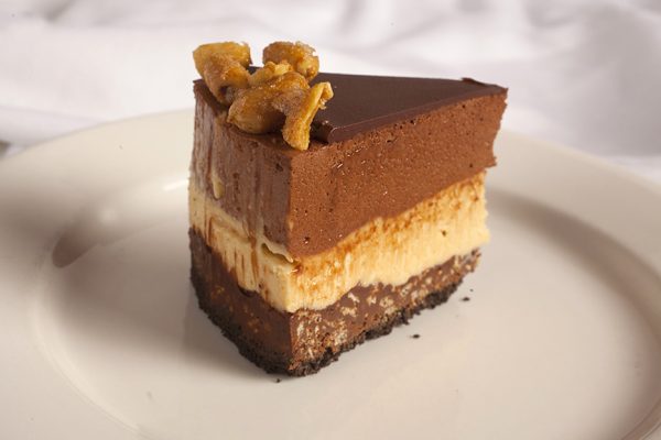 Slice of Chocolate Peanut Butter Mousse Cake at Nichole's Fine Pastry, Fargo, ND