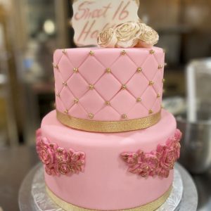 Pretty in Pink two tiered cake
